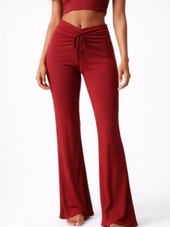 SKIMS Pants - Skims flare ruched ribbed pants  - Deep Burgundy